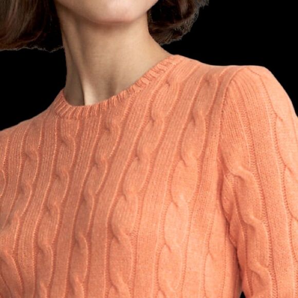 Ralph Lauren Black Label Creamsicle Cashmere Cable-Knit Crewneck Sweater - Picture 1 of 16
